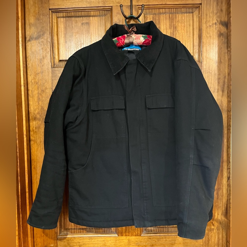 Tri-Mountain Men's Cotton Canvas Black Work Jacket Medium